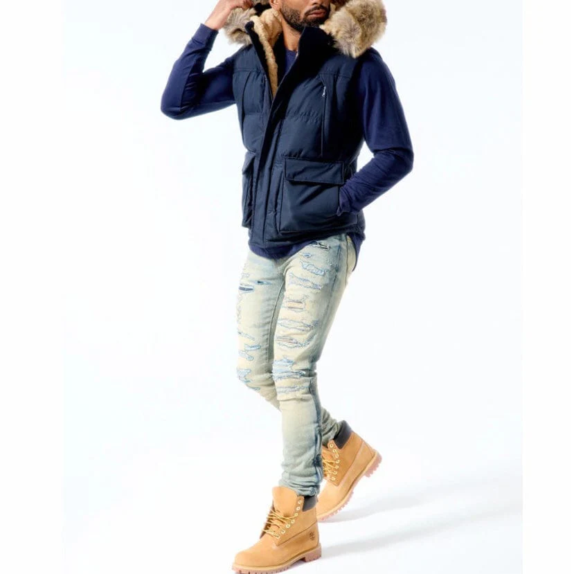 Jordan Craig Yukon Fur Lined Puffer Vest (Navy) 9371V - Image 3