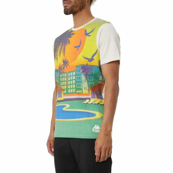 Kappa Authentic Kintrye T Shirt (Cream/Graphic) 331553W - Image 2