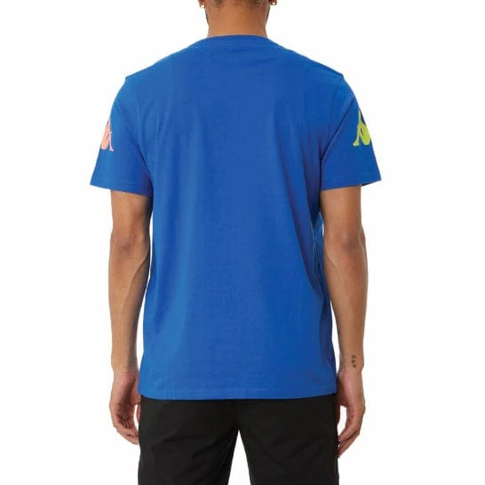 Kappa Authentic Paroo T Shirt (Blue/Lime-Orange/Grey) 34155EW - Image 4