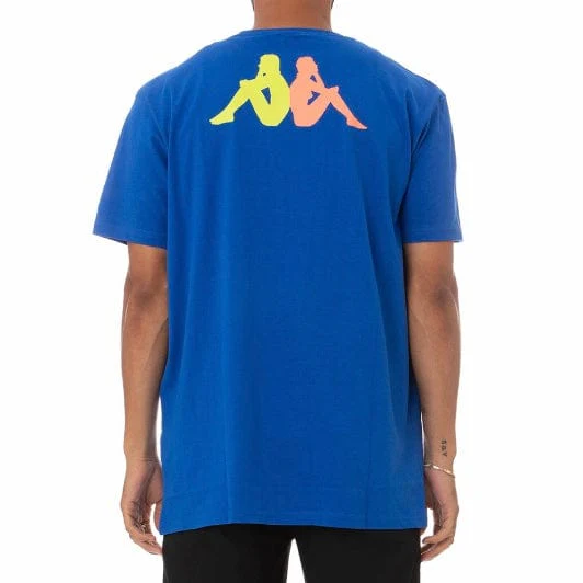 Kappa Authentic Runis T Shirt (Blue/Lime-Orange/Grey) 311BHUW - Image 4