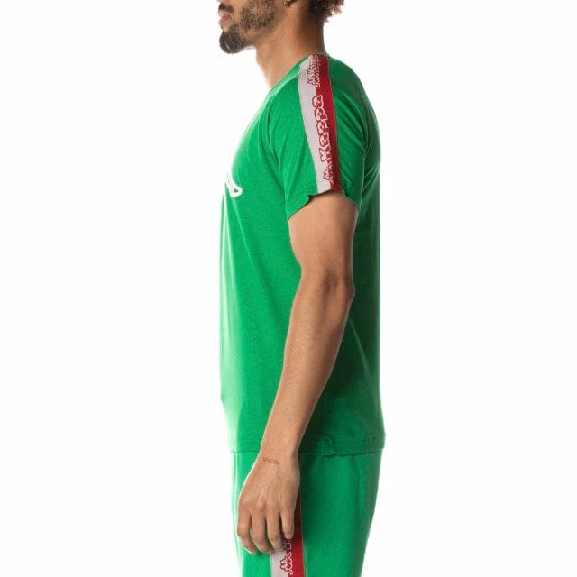 Kappa Logo Tape Davirec T Shirt (Green/Grey/Red) 331B8EW - Image 3