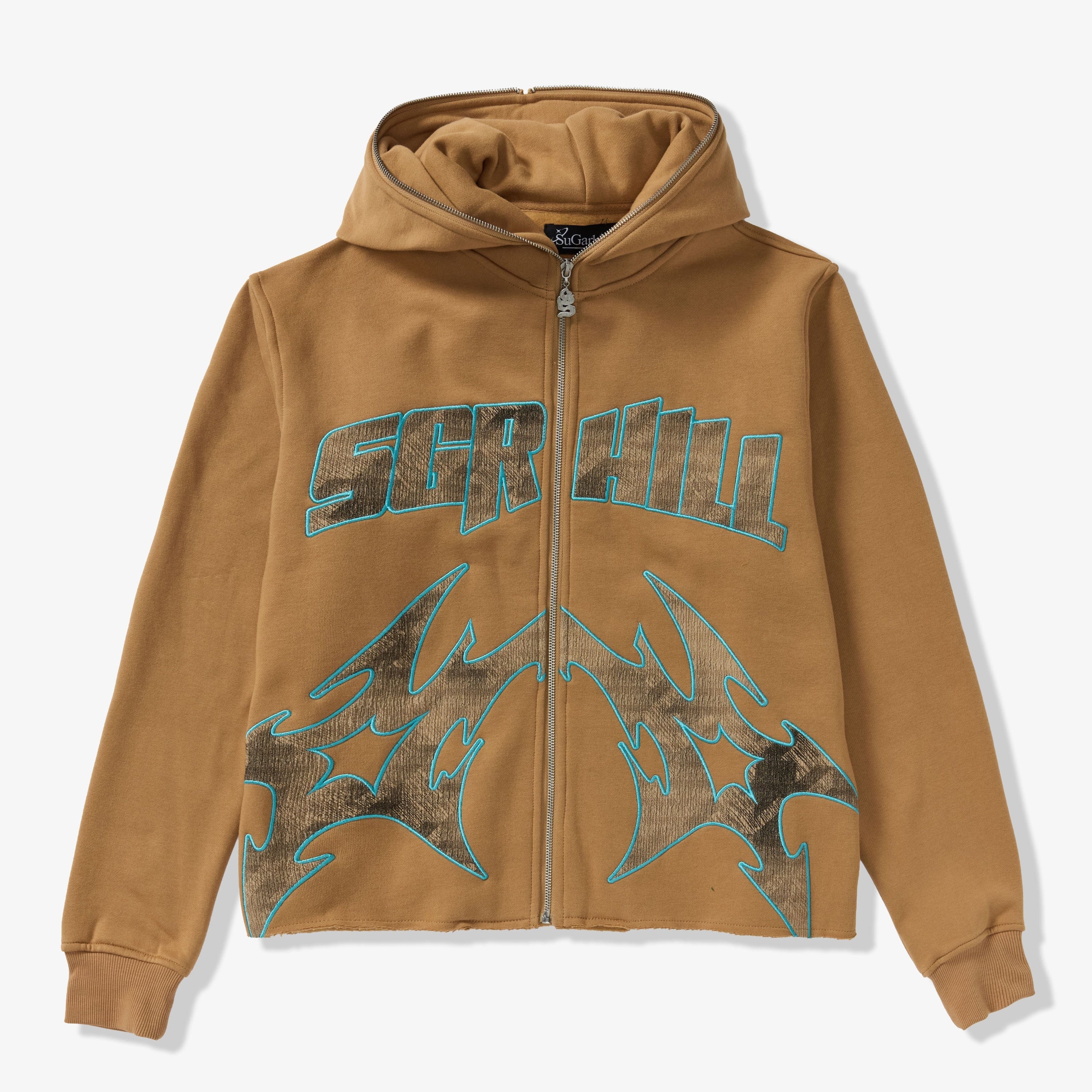 "Katana" Raw Hem Zip Hoodie (cedar) - Image 11