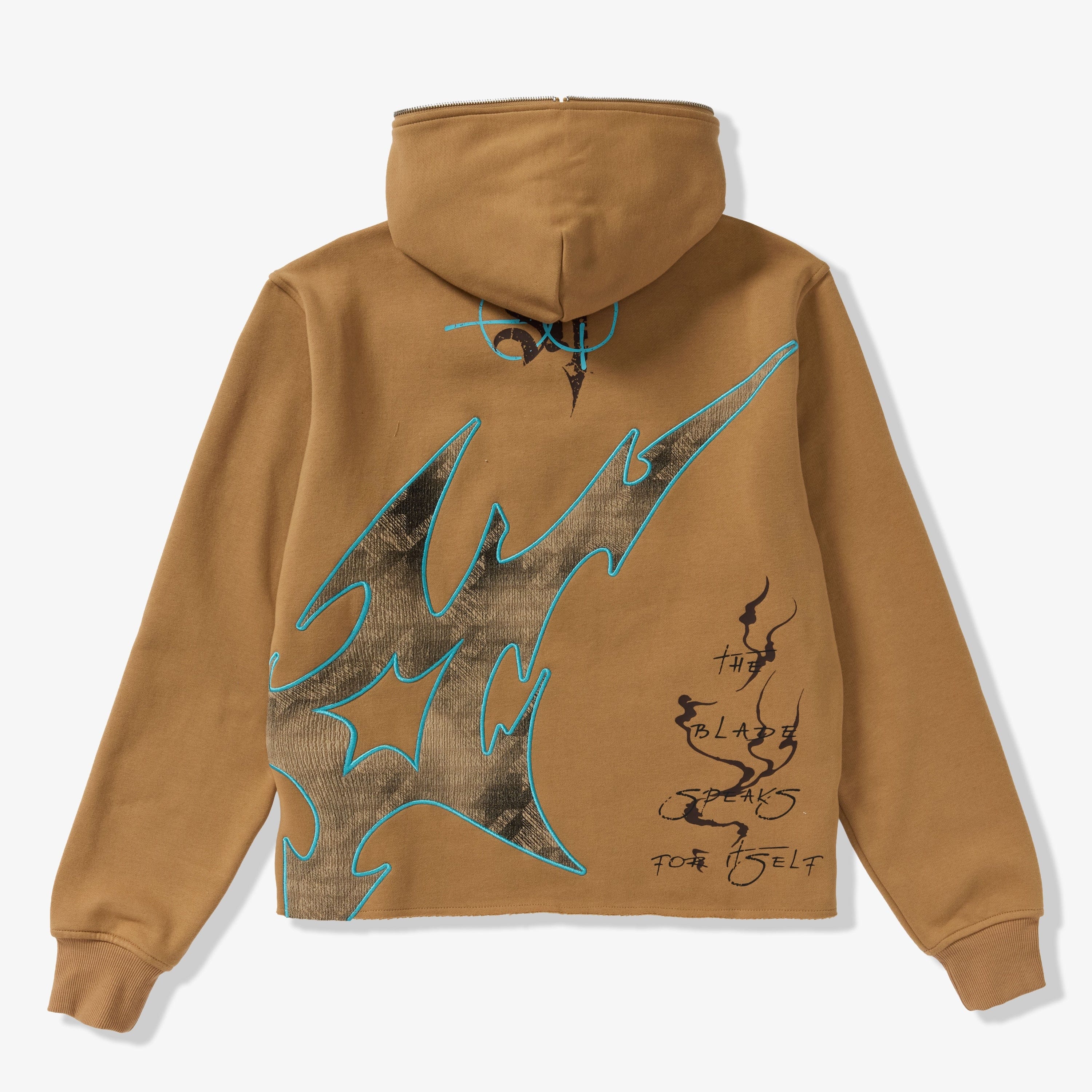"Katana" Raw Hem Zip Hoodie (cedar) - Image 12