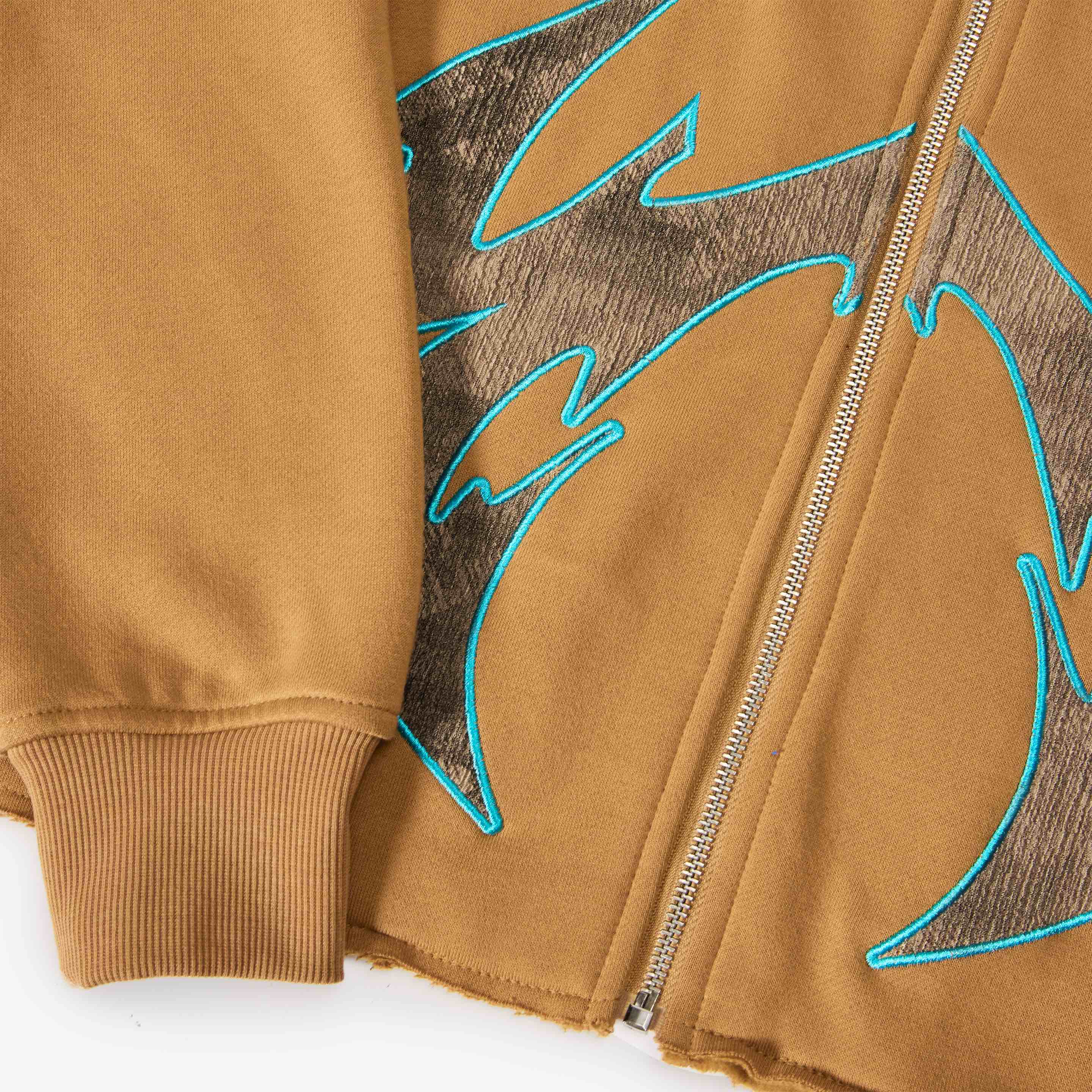 "Katana" Raw Hem Zip Hoodie (cedar) - Image 6