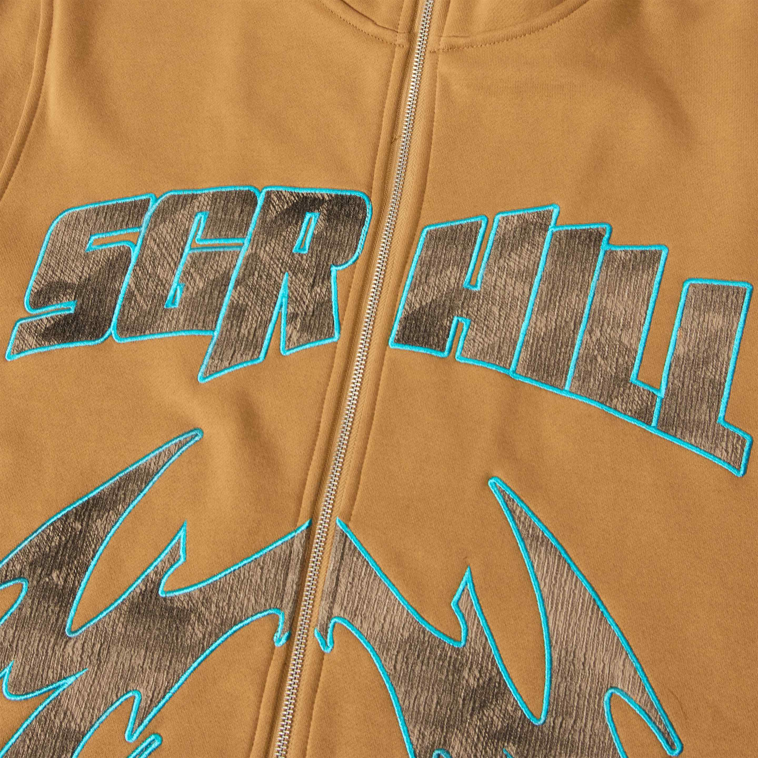 "Katana" Raw Hem Zip Hoodie (cedar) - Image 7