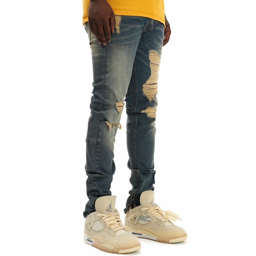 Kdnk Distressed Ankle Zip Jeans (Tinted Dark Blue) KND4454 - Image 3