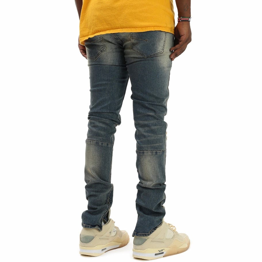 Kdnk Distressed Ankle Zip Jeans (Tinted Dark Blue) KND4454 - Image 5