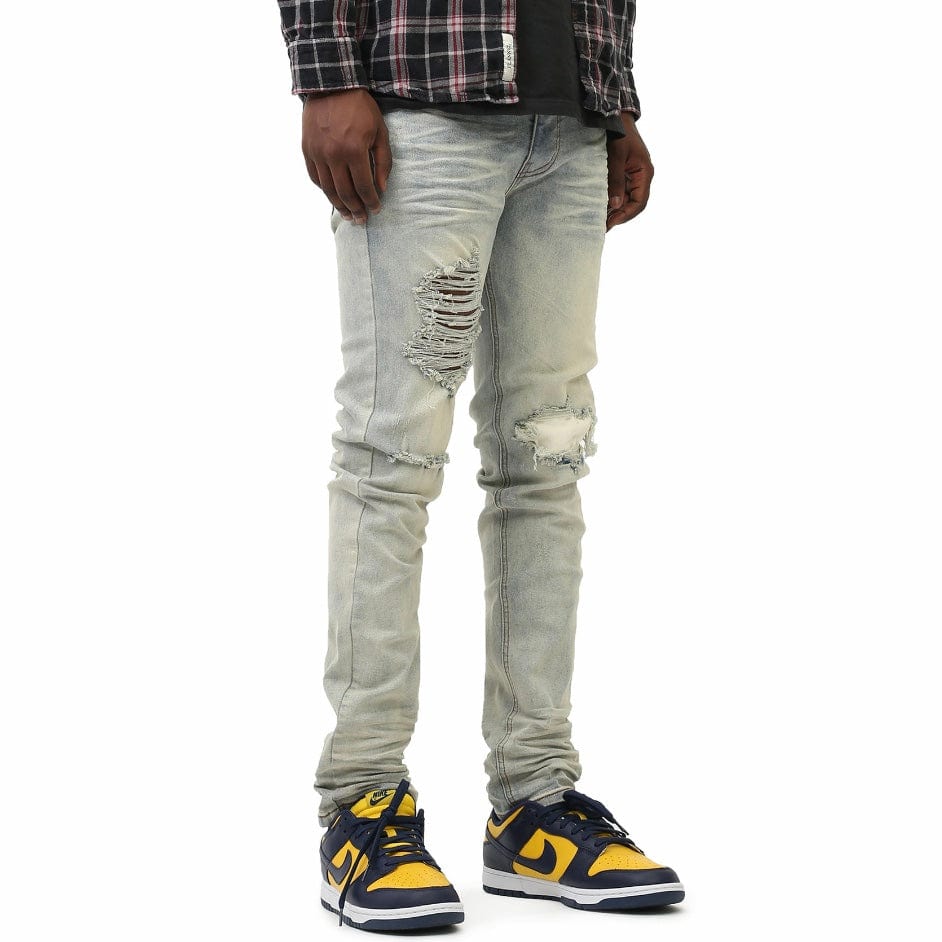 Kdnk Distressed & Patched Jeans (Vintage Light Blue) KND4421 - Image 3