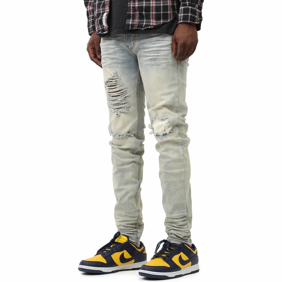 Kdnk Distressed & Patched Jeans (Vintage Light Blue) KND4421 - Image 4