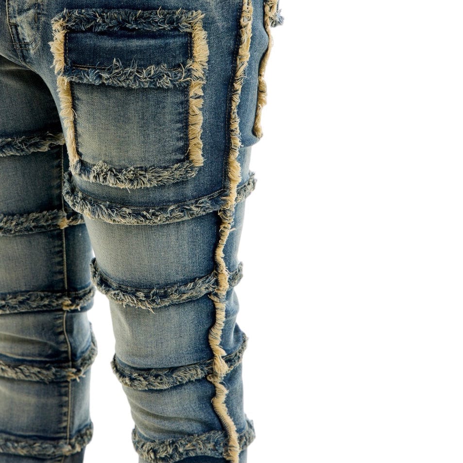 Kdnk Panelled Skinny Flare Jeans (Blue) KND4581 - Image 5