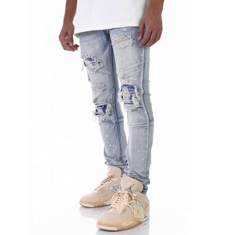 Kdnk Patched Ripped Jeans (Blue) KND4337 - Image 3