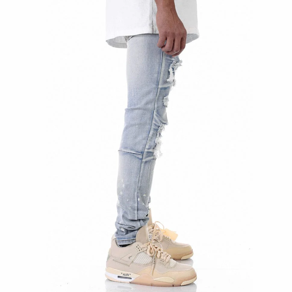 Kdnk Patched Ripped Jeans (Blue) KND4337 - Image 4