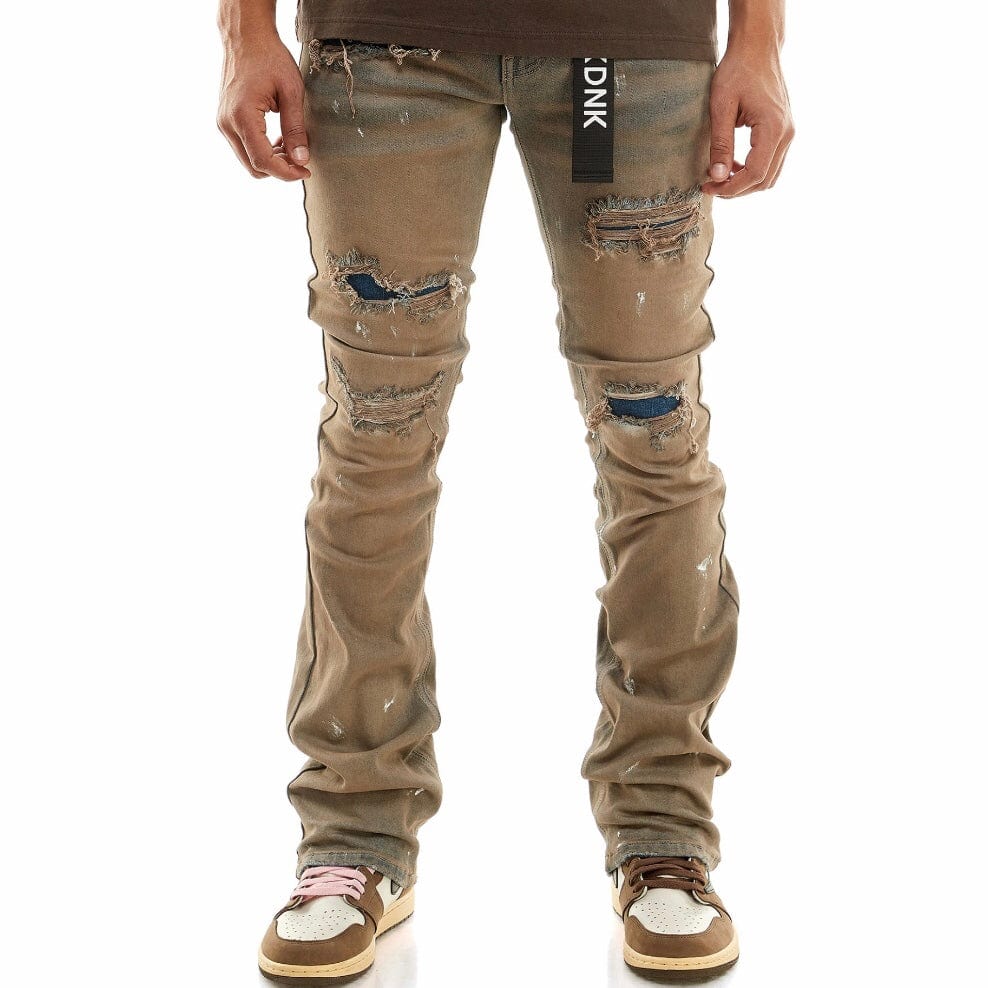 Kdnk Raw Denim Patched Flare Jeans (Ash Blue) KND4564 - Image 2