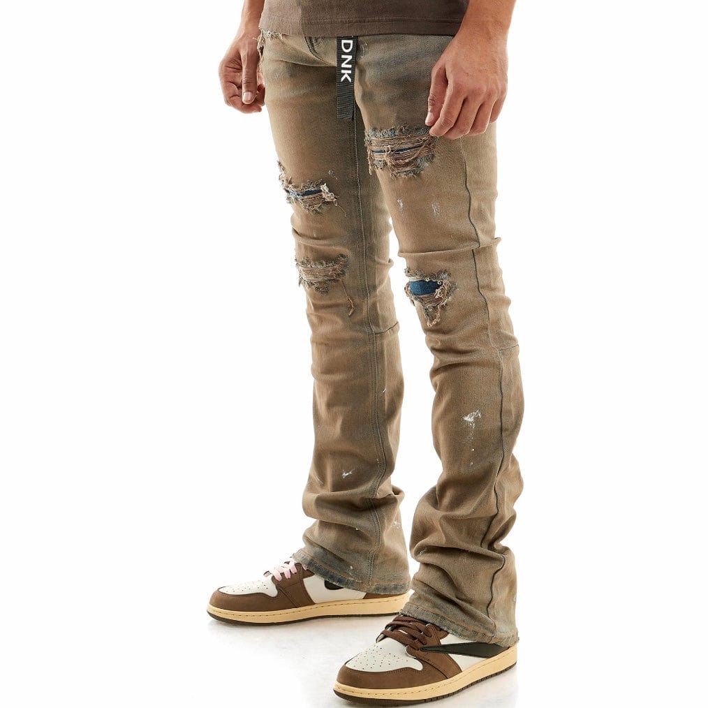 Kdnk Raw Denim Patched Flare Jeans (Ash Blue) KND4564 - Image 3