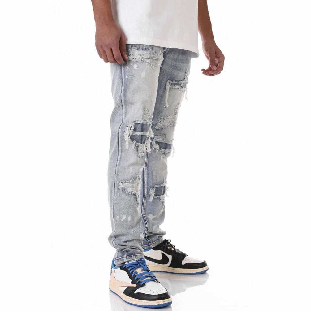 Kdnk Rip & Repair V3 Jeans (Medium Blue) KND4485 - Image 4