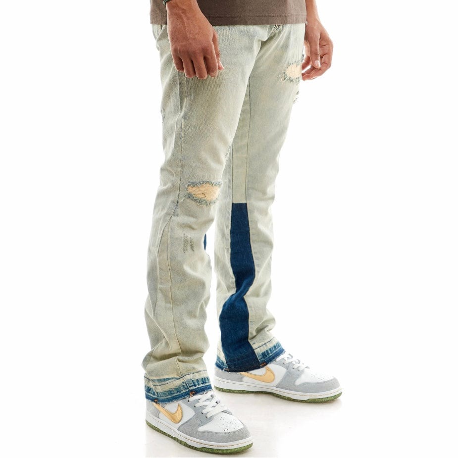Kdnk Rip & Repair Flare Jeans (Tinted Blue) KND4512 - Image 3