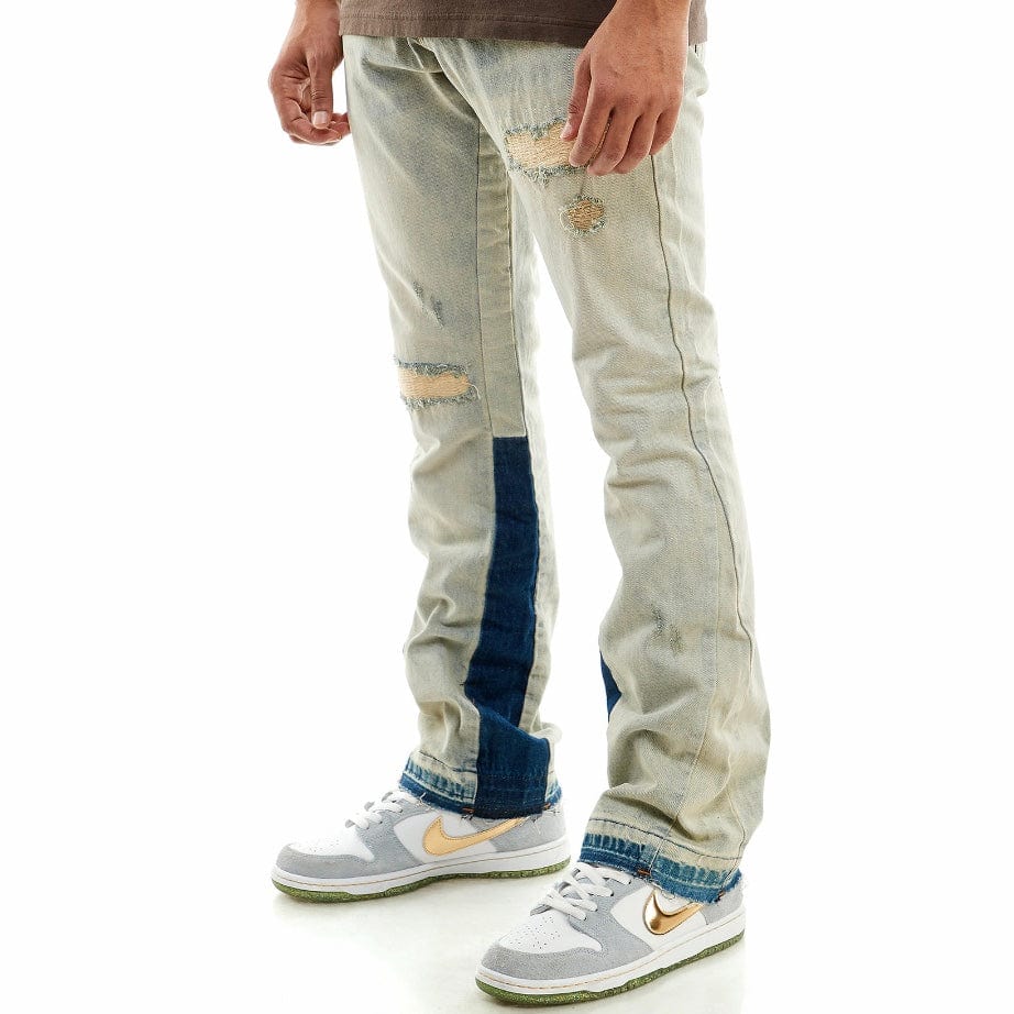 Kdnk Rip & Repair Flare Jeans (Tinted Blue) KND4512 - Image 4