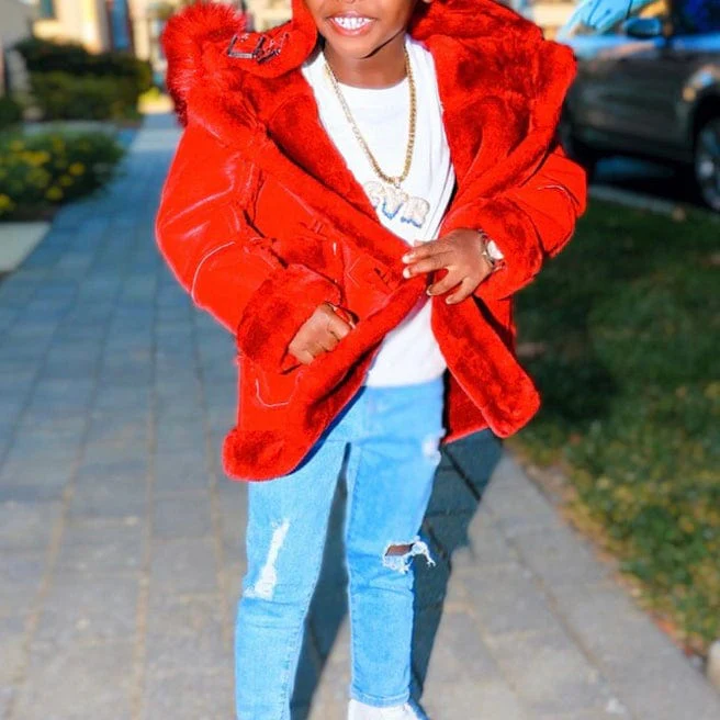 Kids Jordan Craig Denali Shearling Jacket (Red) 91540K - Image 3