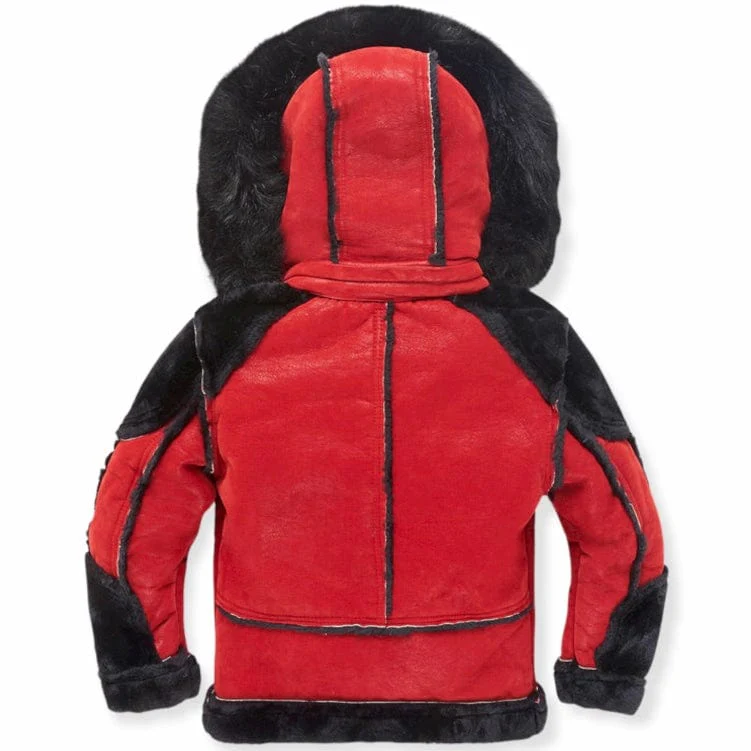 Kids Jordan Craig El Jefe Shearling Moto Jacket (Bred) 91590K - Image 2