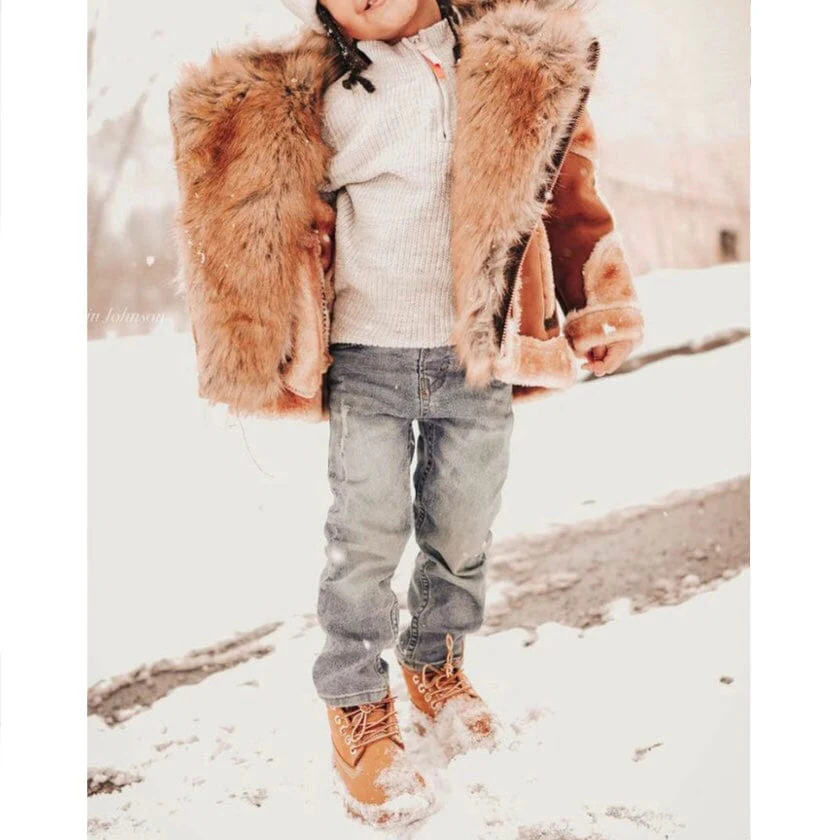 Kids Jordan Craig El Jefe Shearling Moto Jacket (Cognac) 91590K - Image 3