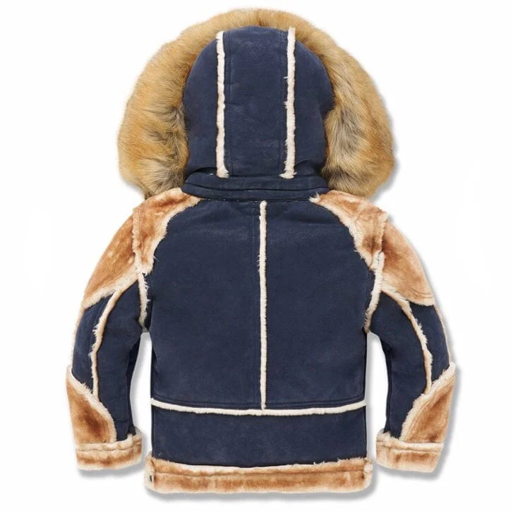 Kids Jordan Craig El Jefe Shearling Moto Jacket (Navy) 91536K - Image 2