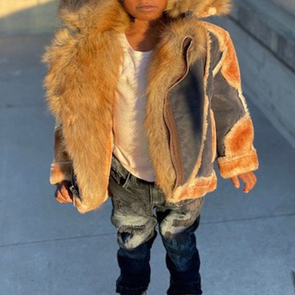 Kids Jordan Craig El Jefe Shearling Moto Jacket (Navy) 91536K - Image 4