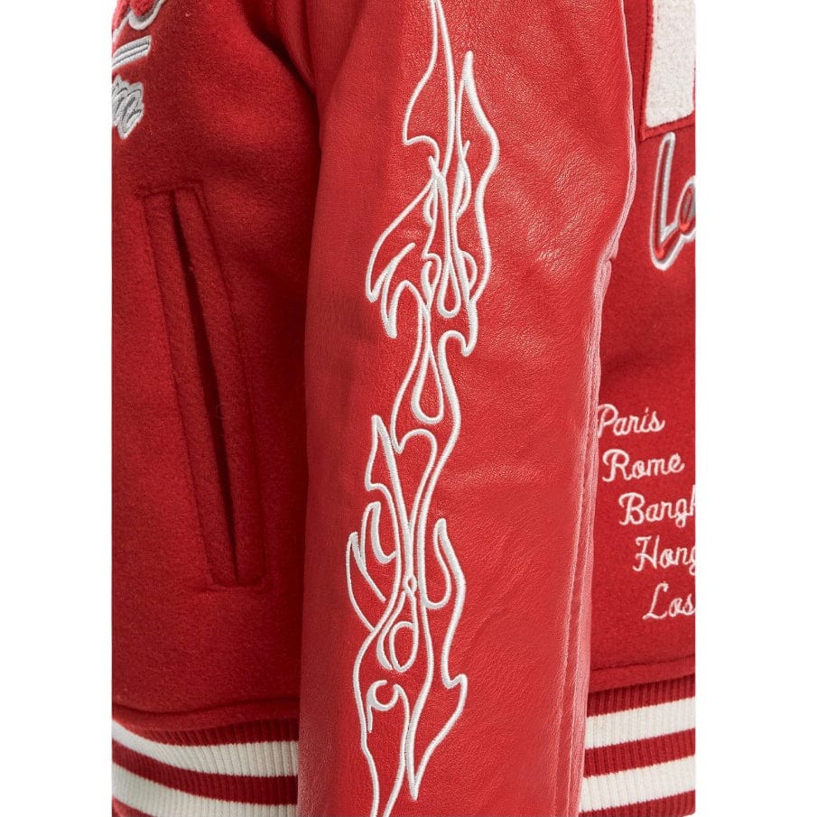 Kids Jordan Craig Paradise Tour Varsity Jacket (Red) 91632K - Image 7