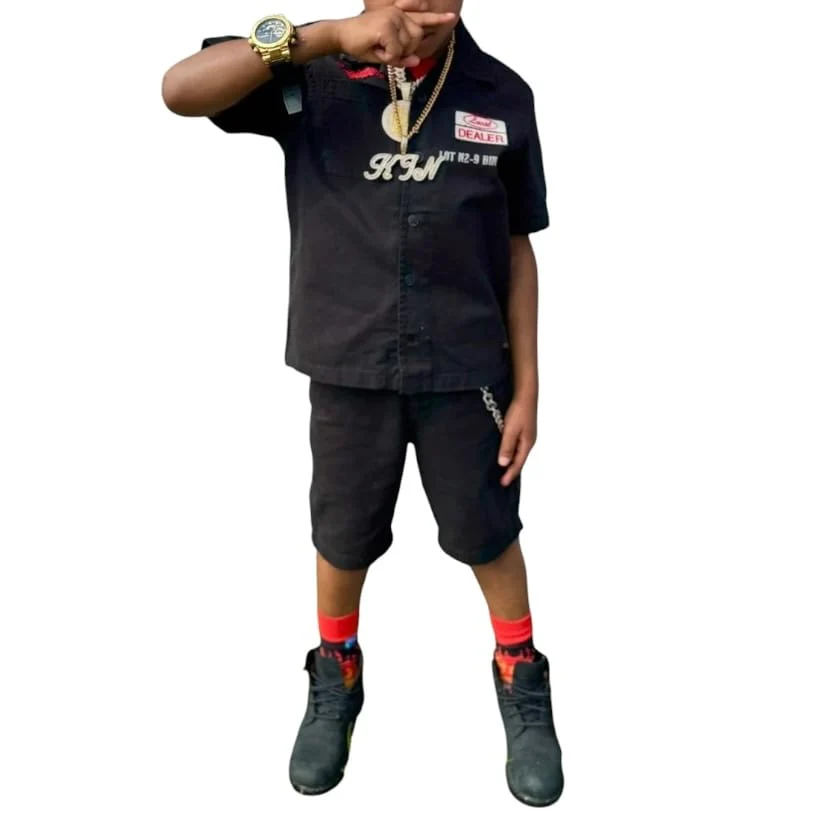 Boys Jordan Craig Re-up Mechanic Short Set (Black) - Image 2