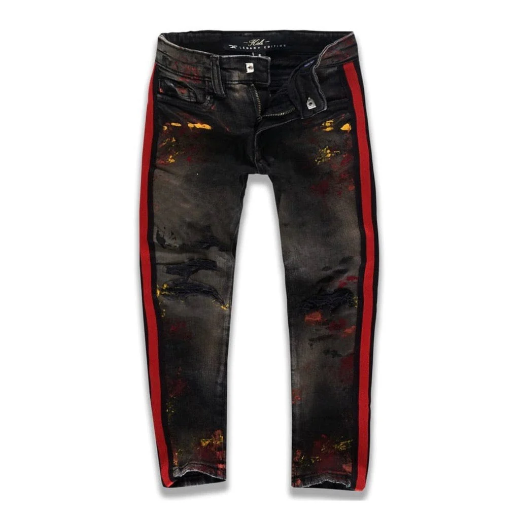 Kids Jordan Craig Talladega Striped Denim Jeans (Black Inferno) JM3403K