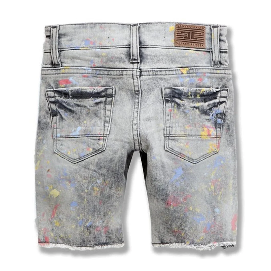 Kids Jordan Sparta Striped Denim Shorts (Coral) J3168SK - Image 2