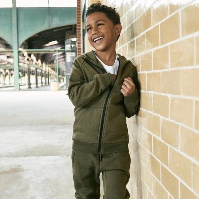 Kids Jordan Uptown Zip Up Hoodie (Olive) 8521HB - Image 3