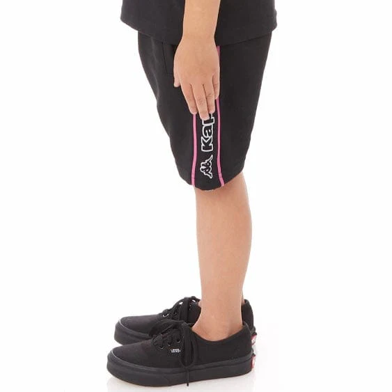 Kids Kappa Logo Tape Asved 2 Shorts (Black/Blue/White) 34152QW - Image 3