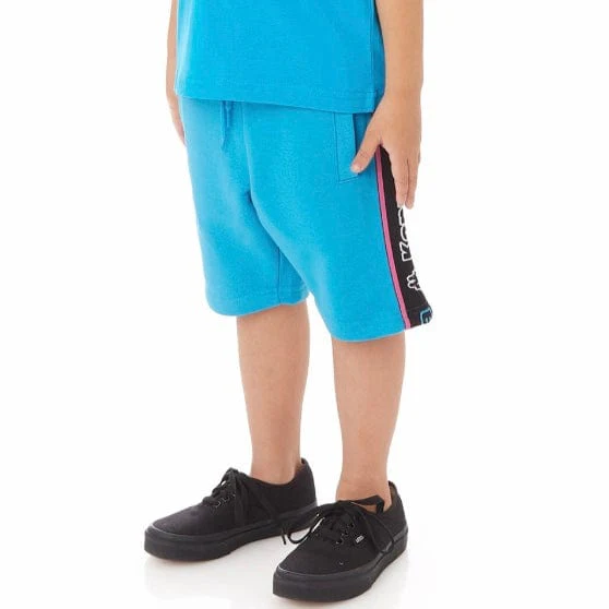 Kids Kappa Logo Tape Asved 2 Shorts (Blue/Black/White) 34152QW - Image 2