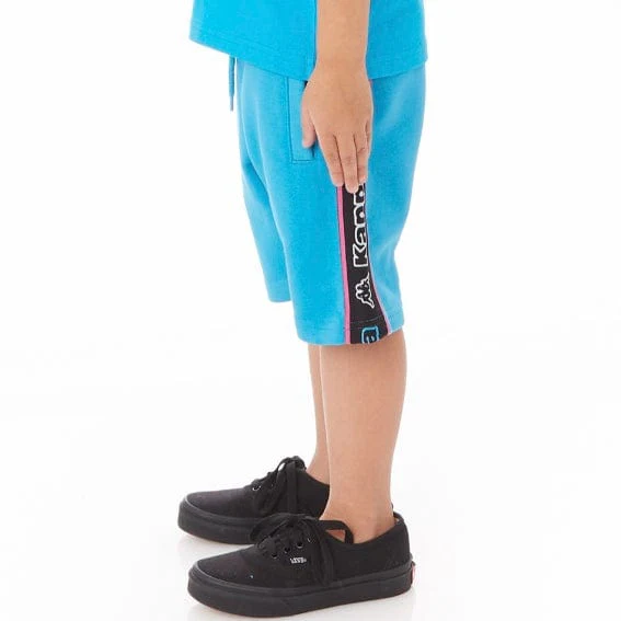Kids Kappa Logo Tape Asved 2 Shorts (Blue/Black/White) 34152QW - Image 3