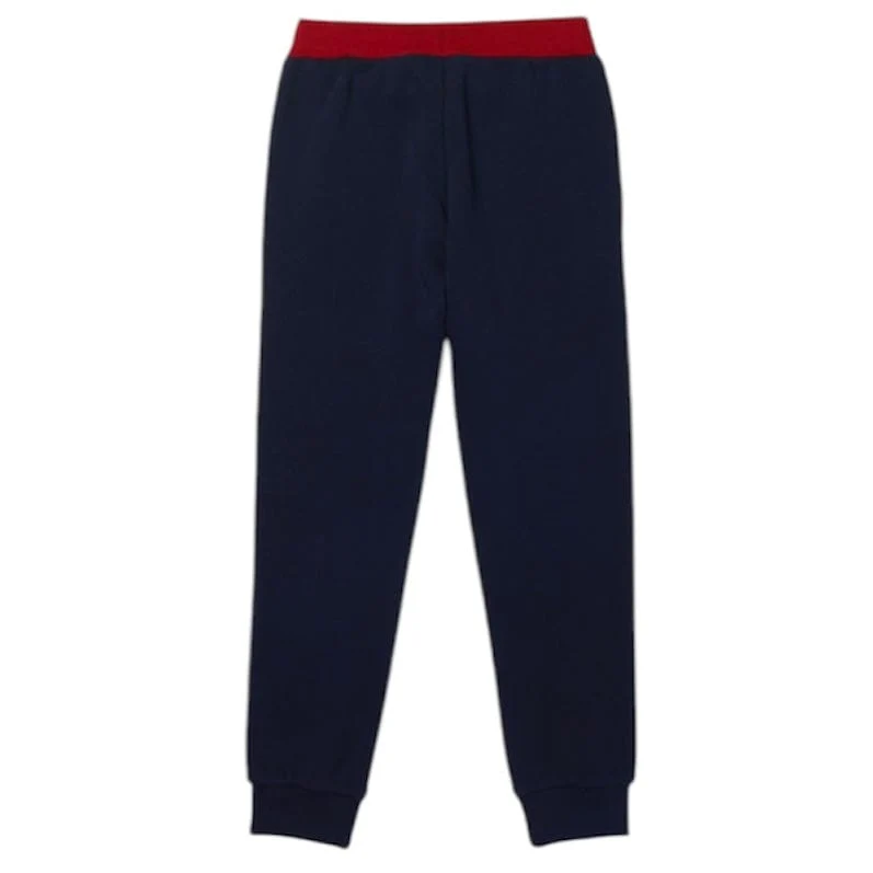 Kids Lacoste Colored Waistband Fleece Jogging Pants (Navy Blue) XJ7542-51 - Image 2