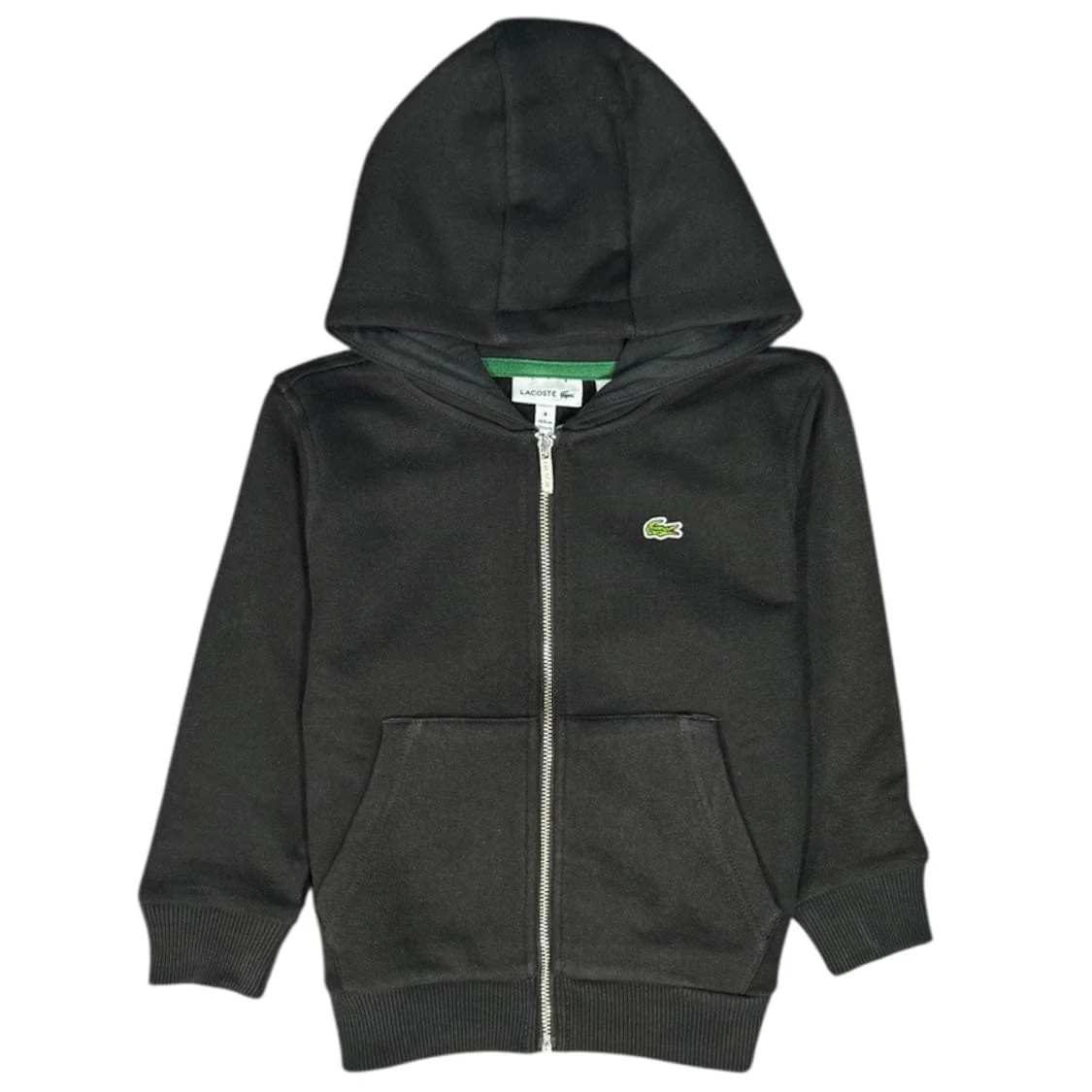 Kids Lacoste Kangaroo Pocket Zip-Up Hoodie (Black) SJ9723-51