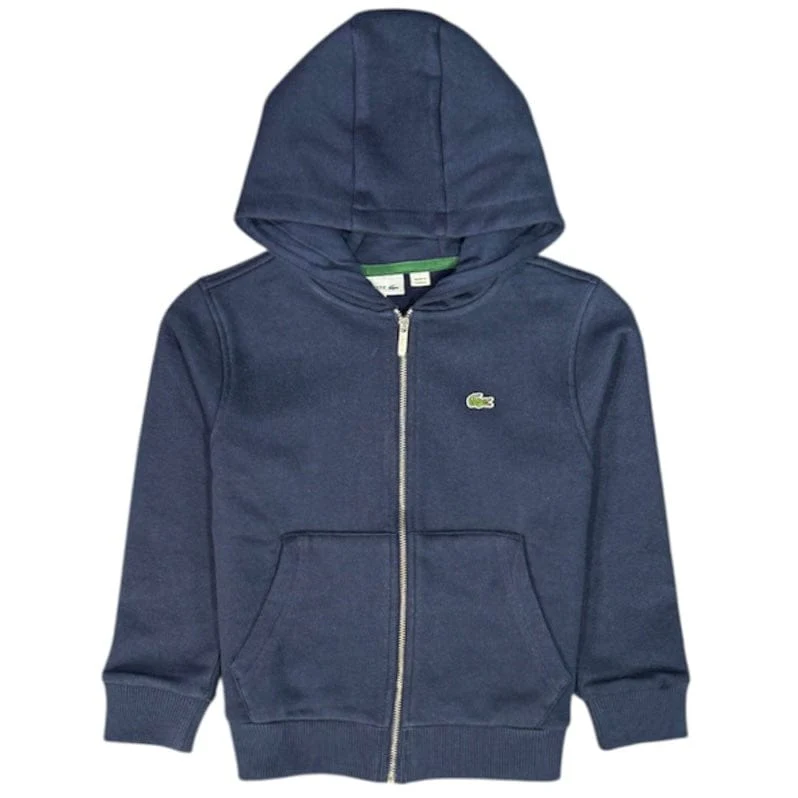Kids Lacoste Kangaroo Pocket Zip-Up Hoodie (Navy) SJ9723-51
