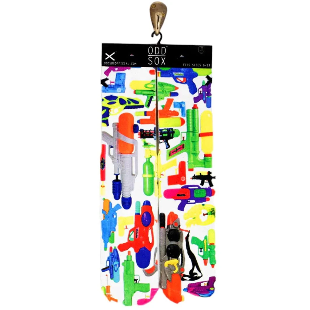 Kids Odd Sox Water Gun Socks 10C-5y (White/Multi)