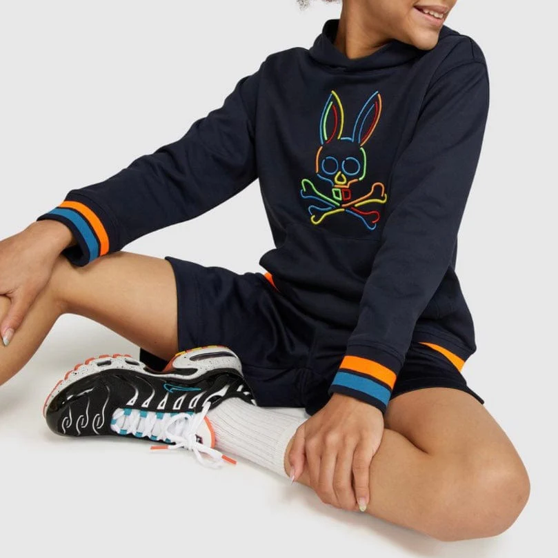 Kids Psycho Bunny Barbon Neon Glow Hoodie (Navy) - Image 3