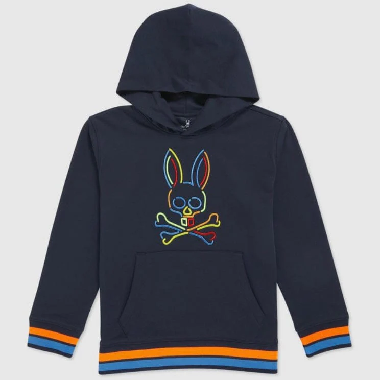 Kids Psycho Bunny Barbon Neon Glow Hoodie (Navy) - Image 5