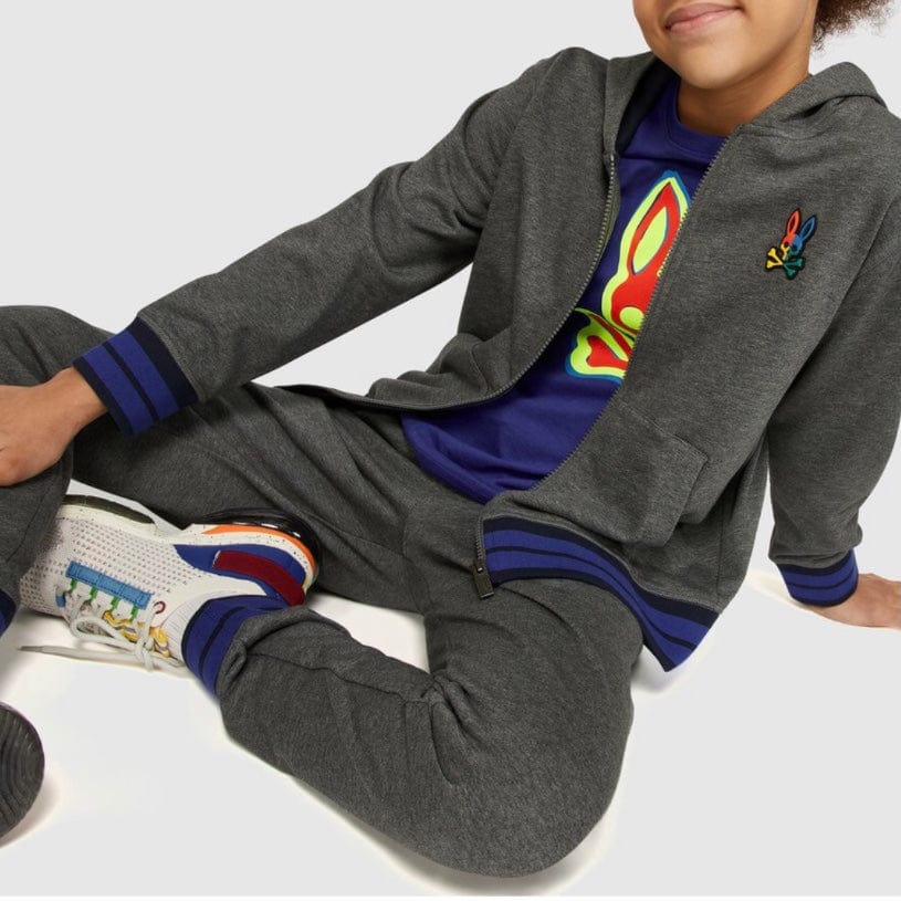 Kids Psycho Bunny Warwick Color Block Logo Hoodie (Heather Storm) - Image 3