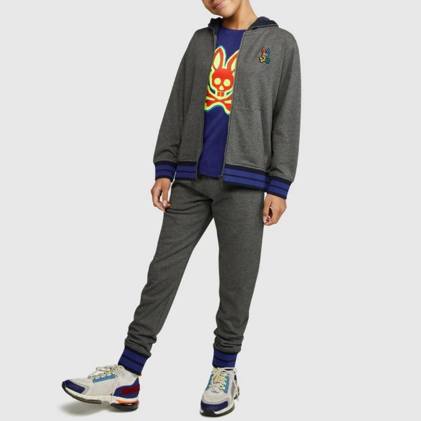 Kids Psycho Bunny Warwick Color Block Logo Hoodie (Heather Storm) - Image 4