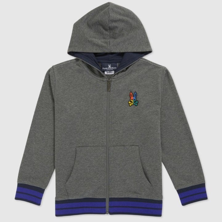 Kids Psycho Bunny Warwick Color Block Logo Hoodie (Heather Storm) - Image 5