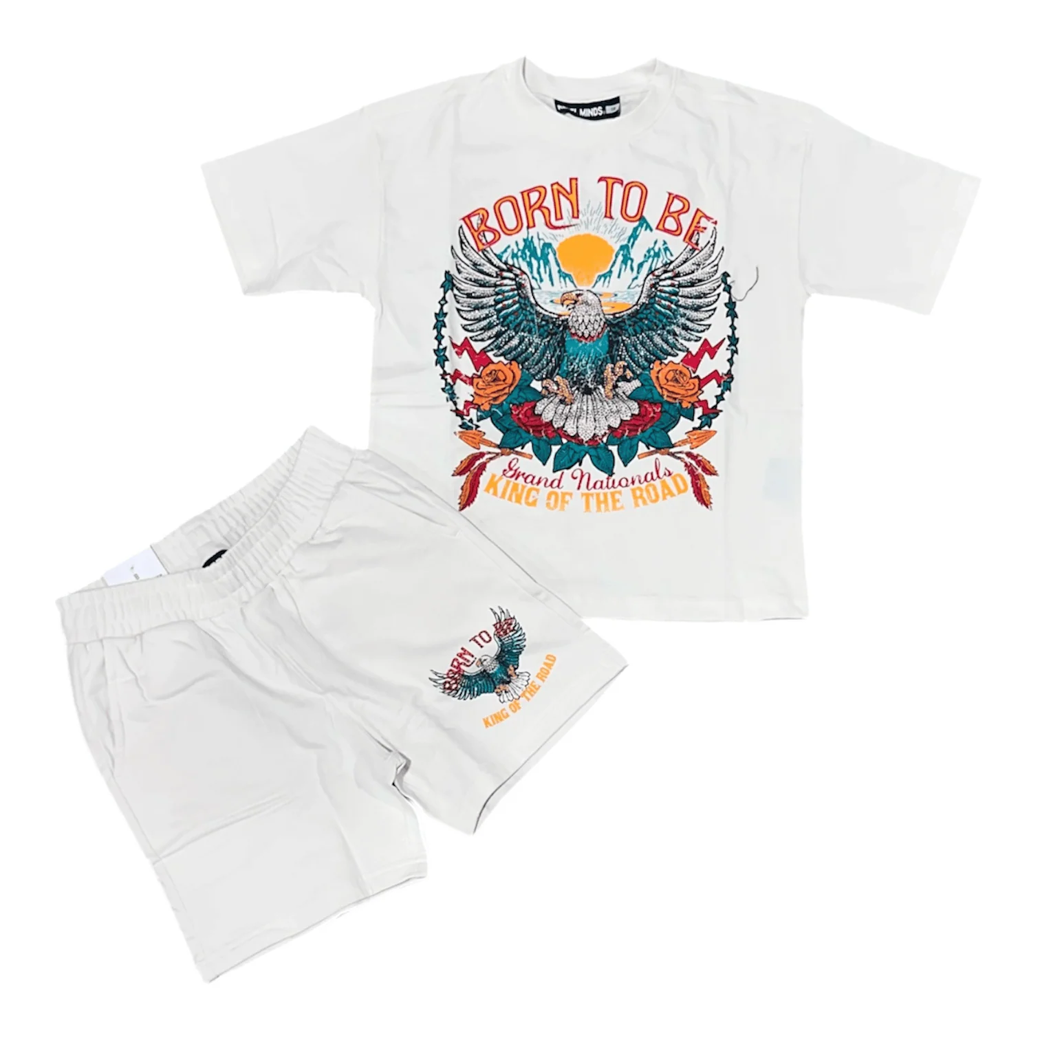 Kids Rebel Minds Born To Be Short Set (Cream) 614-11831