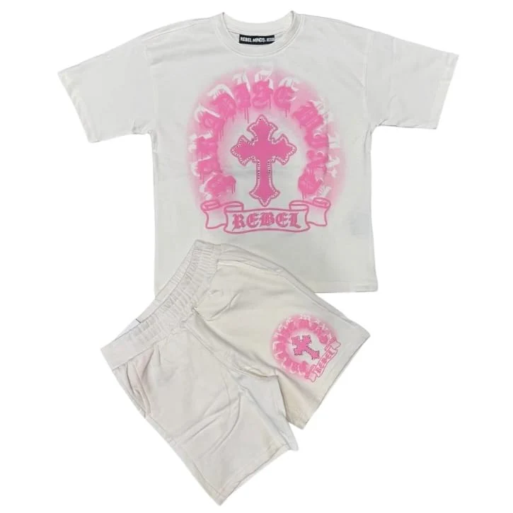 Kids Rebel Minds Paradise Cross Short Set (Cream) 614-11833 - Image 2
