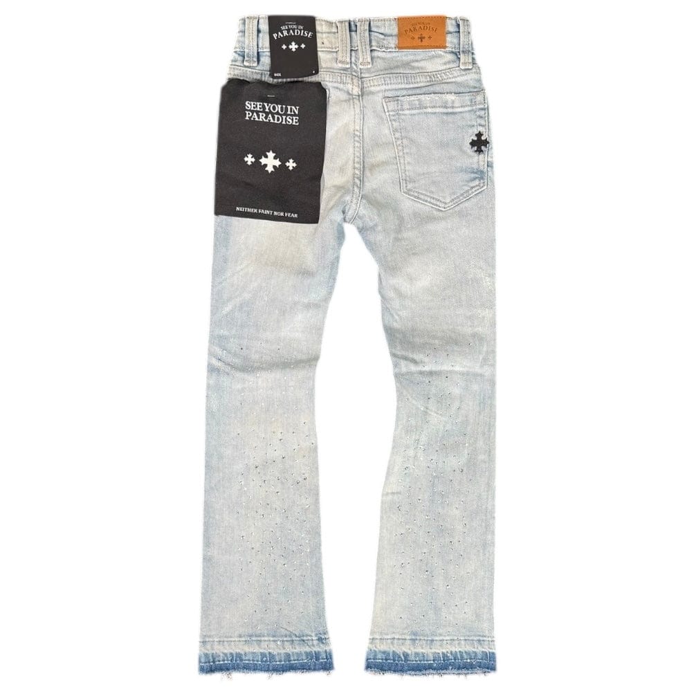 Kids See You In Paradise Rhinestones Stacked Denim (Ice Blue) JTF2315KB - Image 2