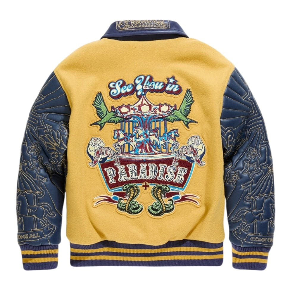 Boys See You In Paradise Smoke & Mirrors Varsity Jacket (Mustard) 91667B - Image 2