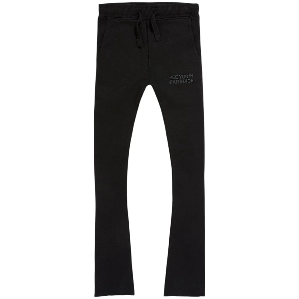 Boys See You In Paradise Tonal Stacked Sweatpants (Black) 8899LB