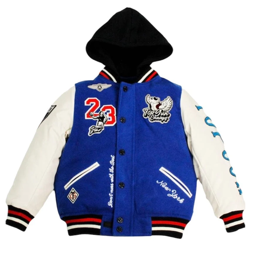 Kids Top Gun "Flying Legend" Varsity Jacket (Blue/White) TGK2337