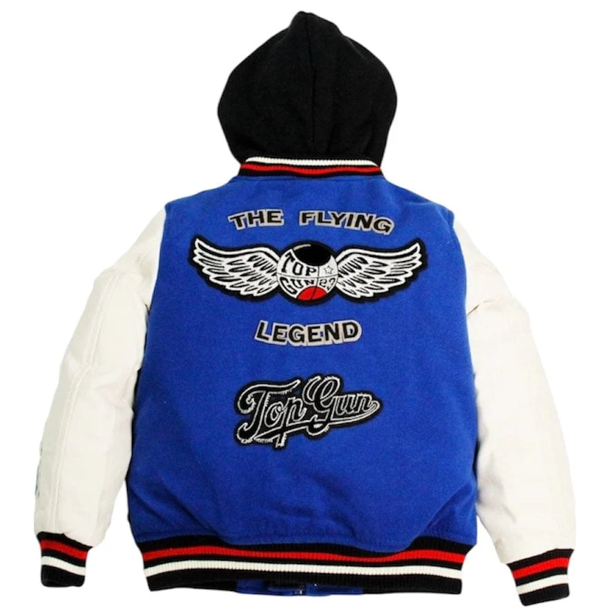 Kids Top Gun "Flying Legend" Varsity Jacket (Blue/White) TGK2337 - Image 2